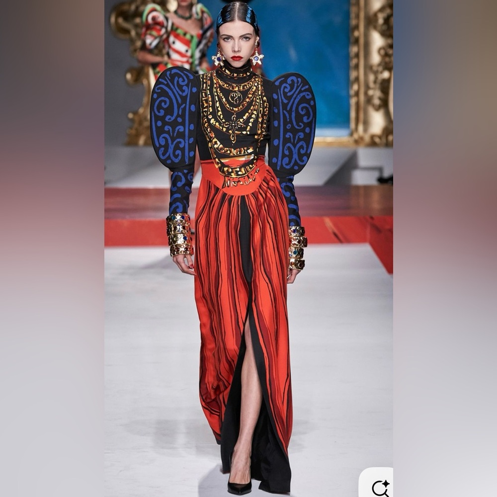 Moschino Black and Red Long Sleeve Dress runway piece